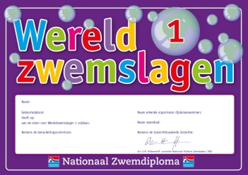 Wereldzwemslagen diploma 1 behalen bij Z & PV IJsselmeer