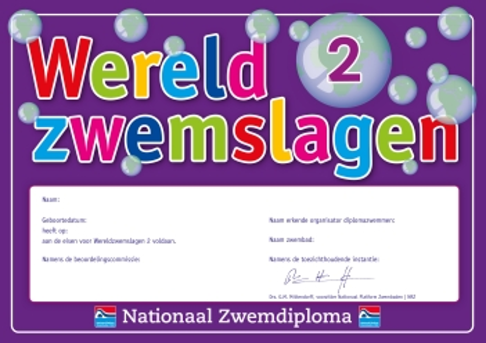 Wereldzwemslagen diploma 2 behalen bij Z & PV IJsselmeer