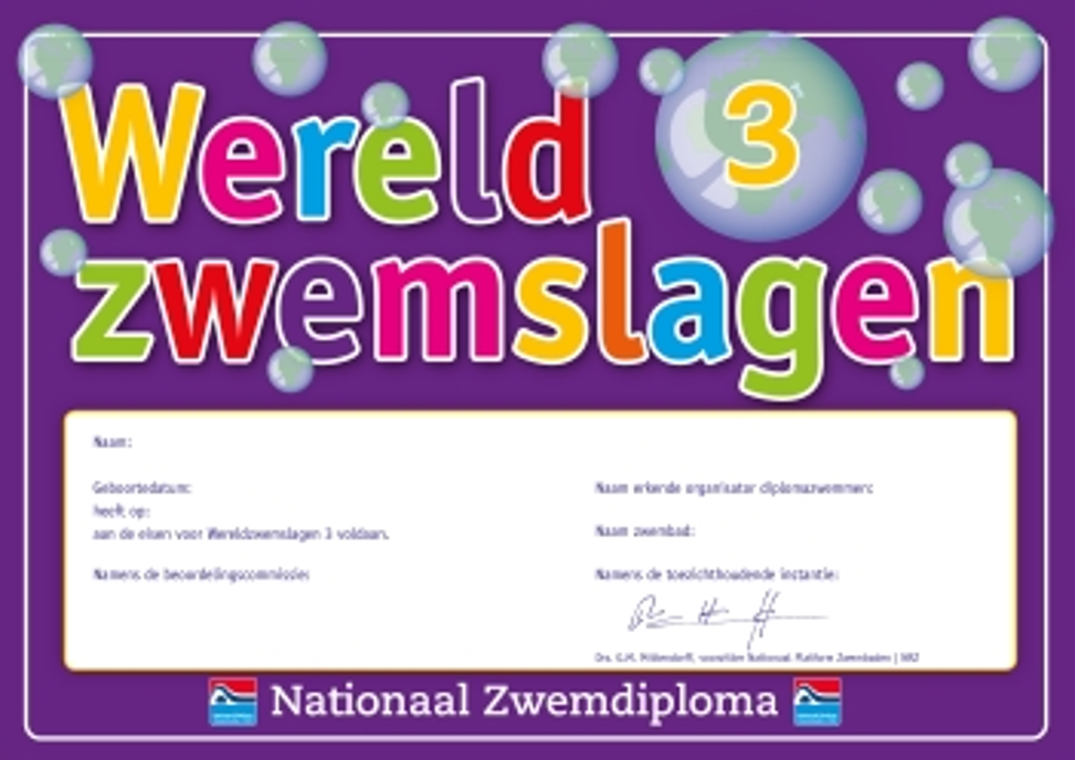 Wereldzwemslagen diploma 3 behalen bij Z & PV IJsselmeer